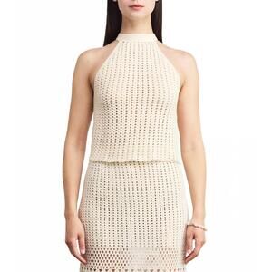 NEW ESCVDO reflejo crochet halter top in ivory